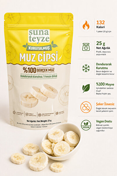 Suna Teyze Muz Kuru Meyve Cipsi - Dondurularak Kurutulmuş Freeze Dried Çıtır Muz