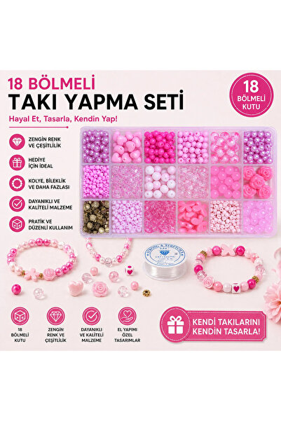 By MO Accessories YENİ SEZON Pembe Boncuklarla Takı Yapma Hobi Seti Kendin Ya...