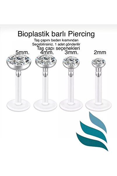 Bylin Bioplast Kristal Taşlı Piercing - Bar Uzunluğu 8 Mm-1 Adet