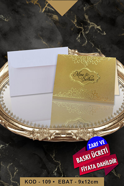 Cem Davetiye Mini Boy Düğün Nişan Nikah Kına Davetiyesi 109 100 Adet Baskı Dahil