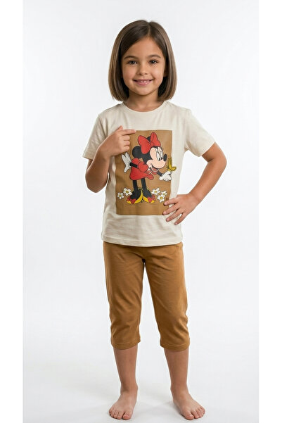 levanapajamas Cute Mouse Two-Piece Pajamas for Girls Beige and Khaki