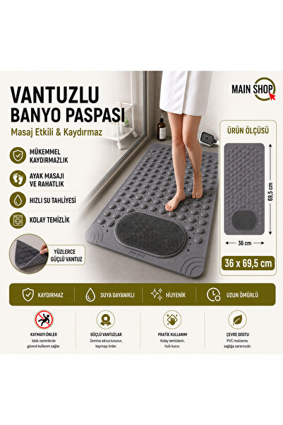 MAİN SHOP 2 bucăți covoraș de baie anti-alunecare pentru baie și duș, cu vent...