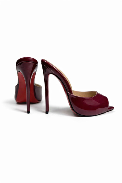 HAYYSHOES Orion Mürdüm Rugan Hakiki Deri Astarlı Kaplama Topuk Aynalı Jürdan ...