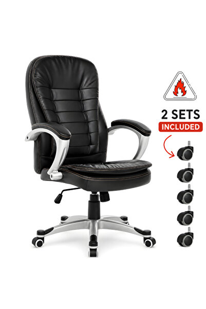 Kdhome Scaun Birou Directorial Ergonomic Vantage Prime, 2xSet Roti Silicon, M...