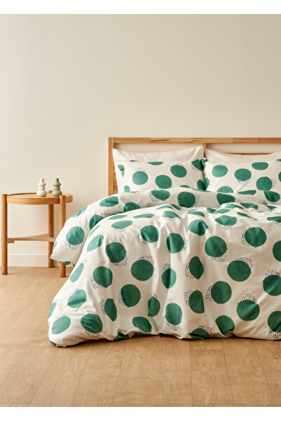 100% Cotton Poppy Double Duvet Cover Set Green (200x220 cm)