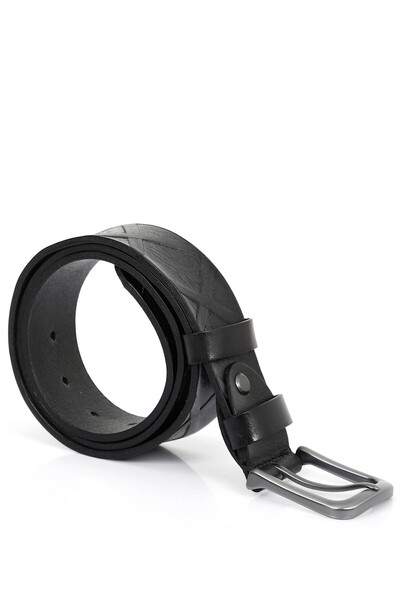 GÖNDERİ(R) Black Heart Genuine Leather Men's Belt 14105