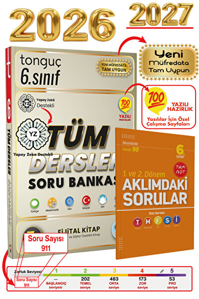 Tonguç Yayınları Tonguç 6. Sınıf Tüm Dersler Soru Bankası + Hediyeli Fjital K...