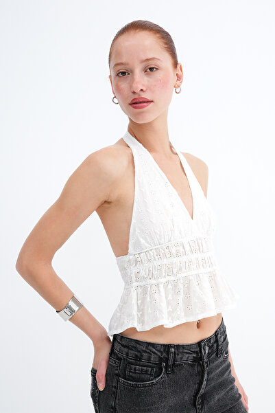 Addax Halter Neck Scalloped Blouse B17469