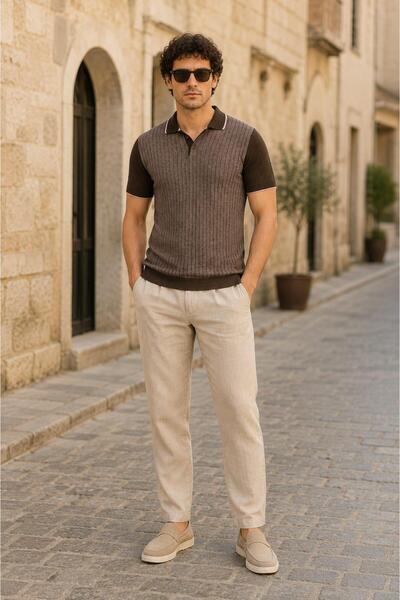 ALEXANDERGARDI تيشيرت بياقة بولو، بني (Ag504602)