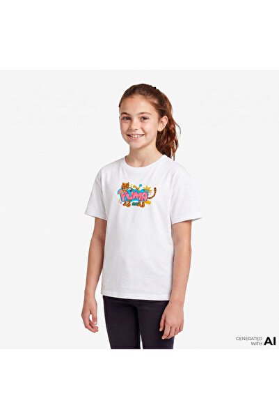 Puma Graphic Leopard Çocuk Beyaz T-Shirt