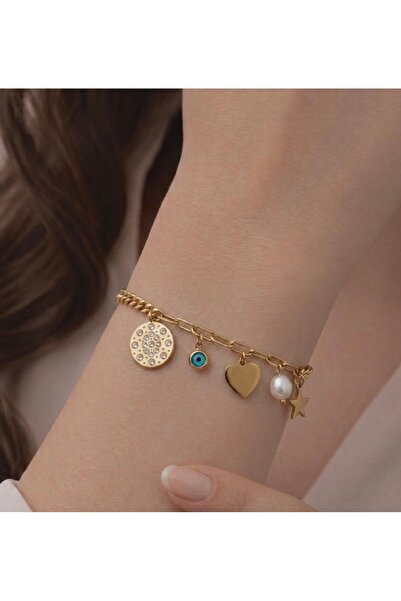 Lume Store Women's Lucky Eye Charm Detailed 316L Steel Bracelet