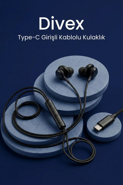 Divex Type-C Girişli Andorid Ve İOS Cihazlara Uyumlu Kablolu Kulaklık