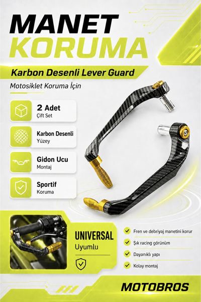 Motobros MOTOSİKLET MANET KORUMA MOTOSİKLET ELCİK SARI KARBON DESEN UNİVERSAL...