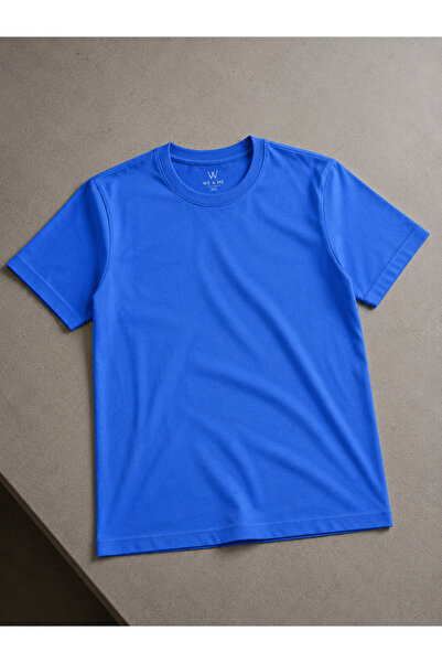 WE&ME Tricou de bază pentru bărbați, cu gât crew, din amestec de bumbac, din ...