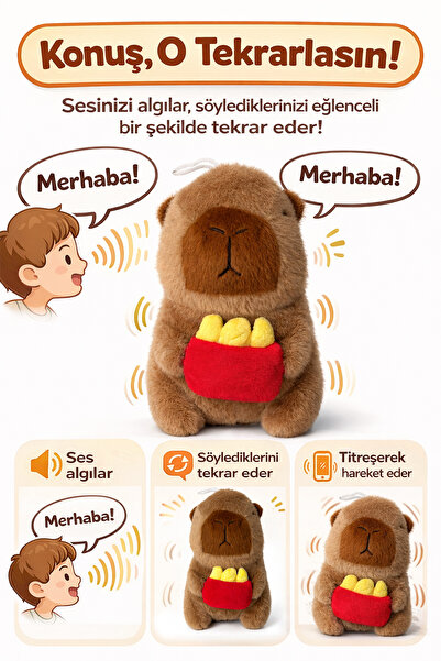 Ecrou Moving Plush Toy with Sound & Interactive Capybara Plush Toy