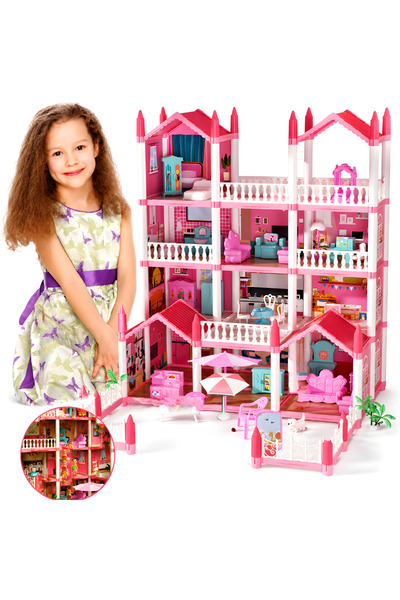 KidProtect Casă de păpuși Tiny Doll Retreat pentru fete, roz