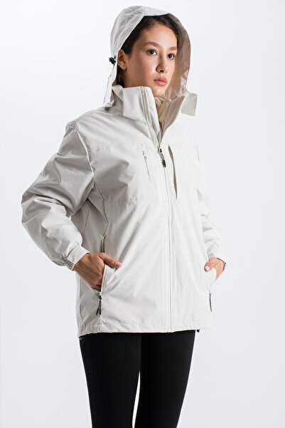 Ecrou Дамско палто с джобове и пресовани детайли A25589