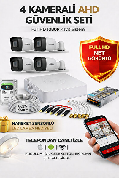 Hikvision 2mp Colorvu Gece-karanlıkta 7/24 Renkli 4 Kameralı Set