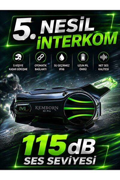 kemborn Motosiklet Kask Kulaklık 1adet 2kişilik Intercom Seti Bluetooth 5.3 E...