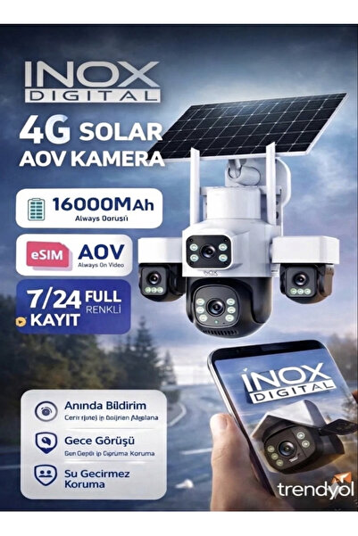 Teknoevstore OX-X14 4 KAMERALI SOLAR PANELLİ e-sim ÖZELLİKLİ FULL RENKLİ KAME...