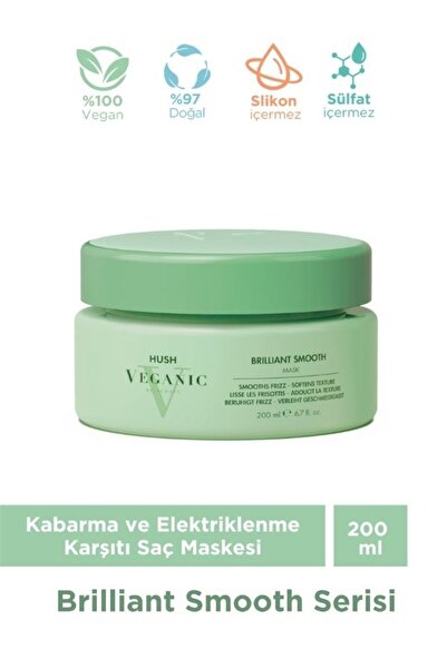 HUSH Veganic Brilliant Smooth Smoothing Mask for Frizzy Hair 200 ml