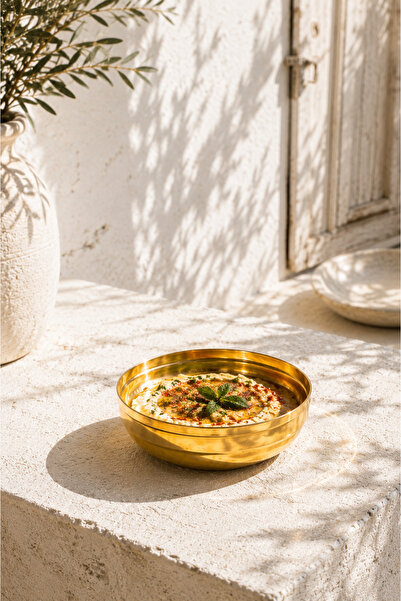 Anadolu Saray 1 Adet Gold Meze Kahvaltı Sunumluk Kase Çelik Meze ve Servis Ta...