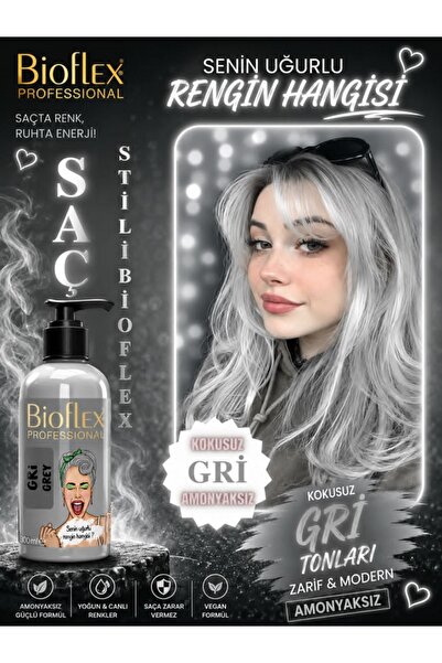 Bioflex Natural Hair Color Geçici-renkli Amonyaksız Gri Renkli Saç Boyası 250ml.