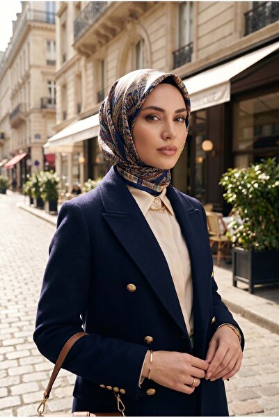 Vissona %100 Twill İpek Etro Desenli Lacivert Renkli 90x90 Eşarp Dikim Şekli ...