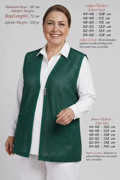 Laden Vestă din țesătură tricotată ajurată, perforată, mărime mare, pentru fe...