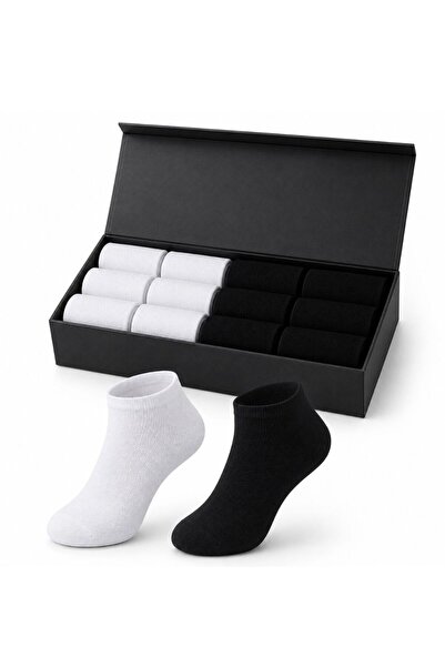 ELEGANZA Set of 12 Seamless Men's Stitch-Free – 6 White + 6 Black – Short