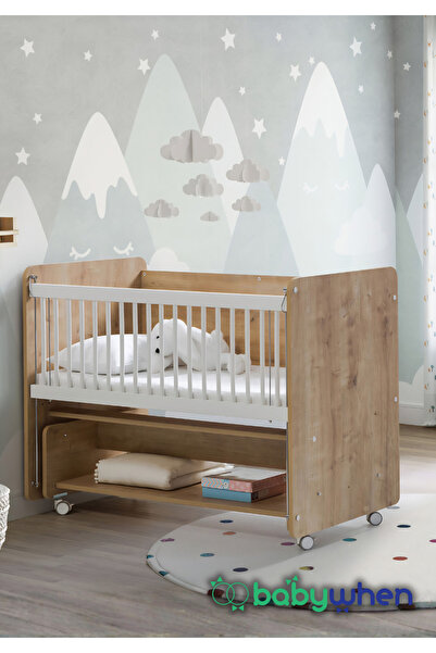 Babywhen BW1091 Anne Yanı Bebek Beşiği 60x120 cm – Sallanan Tekerlekli Pratik...