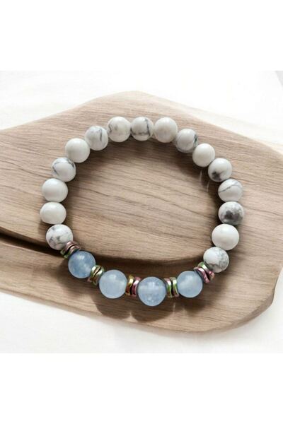 Home الحجر الطبيعي الزبرجد وسوار Howlite