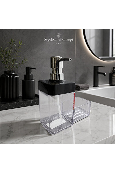 Baroness Countertop Liquid Soap Dispenser & Sponge Holder Set – Transparent |...
