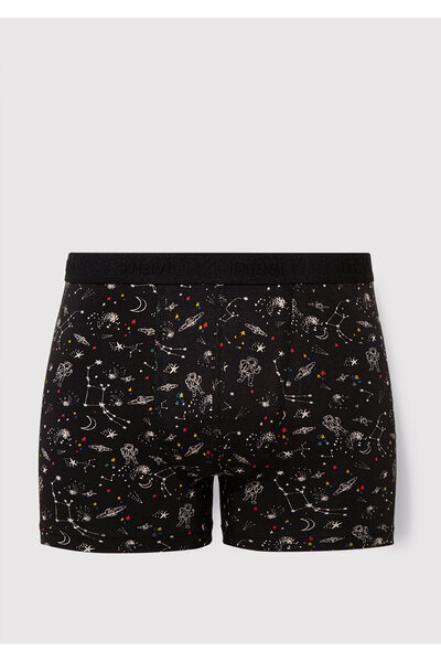Mavi Galaksi Baskılı Siyah Boxer 092084-900