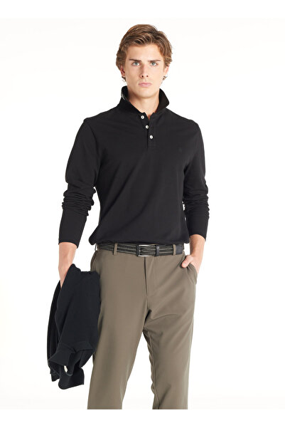 Ted Baker SİYAH UZUN KOLLU POLO PİKE TSHİRT