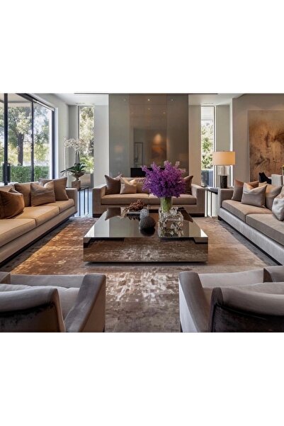 LUXURY VİLLA Luxury Bronz Aynalı Orta Sehpa 70x110 Yükseklik 28cm