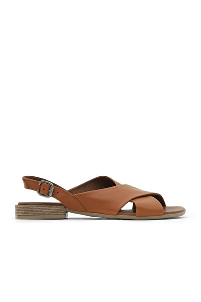 Bueno Shoes Γυναικεία φλατ σανδάλια Tan Dark Leather 01wq5618