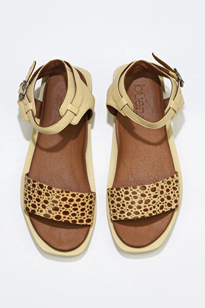 Bueno Shoes 01ws2820 Μοντέλο Κίτρινα Δερμάτινα Γυναικεία Σανδάλια