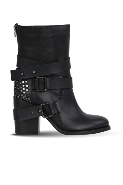 Bueno Shoes Black Leather Women's Heeled Boots 30Wb8085