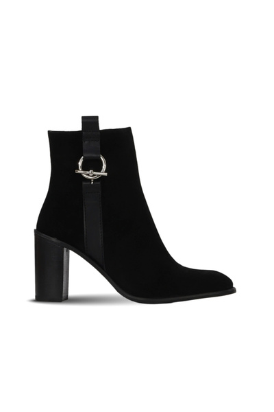 Bueno Shoes Black Suede-Leather Women's Heeled Boots 33Wb5540