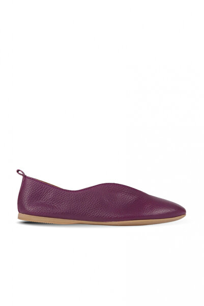 Bueno Shoes Лилави кожени дамски балетни пантофки 01wn0710
