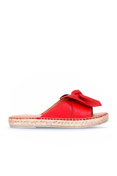 Bueno Shoes Papuci espadrille de damă din piele roșie 01wl4605