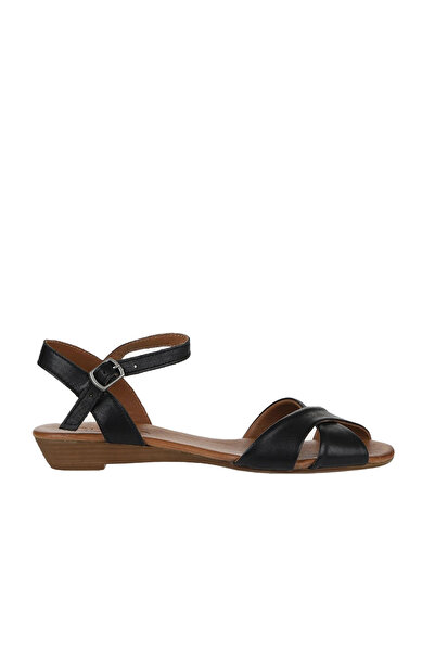 Women's Black Leather Sandals 01wn3808