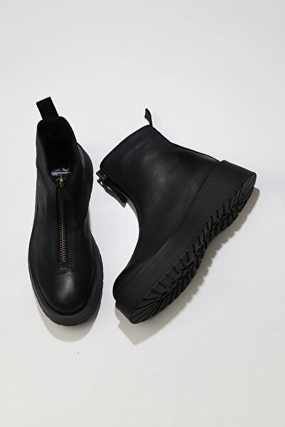 Bueno Shoes Cizme de damă din piele neagră cu toc pană 01wv1309