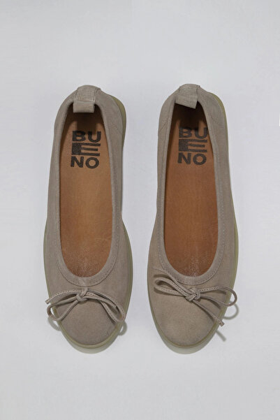 Bueno Shoes Balerini plati de damă din piele intoarsa bej 01ws12601