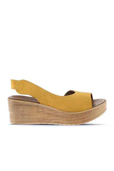Bueno Shoes Yellow Alf Suede Women's Wedge Heeled Sandals 01Wa4702