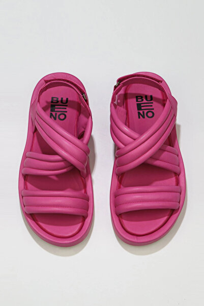 Bueno Shoes Φούξια Δερμάτινα Γυναικεία Flat Σανδάλια 01wu4619