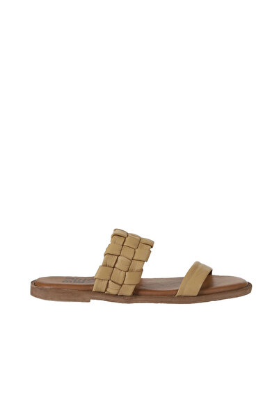 Bueno Shoes شبشب نسائي مسطح من الجلد باللون البيج 01wy2006