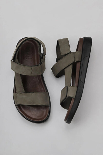 Bueno Shoes Zelené nubukové kožené pánské sandály 11s23213