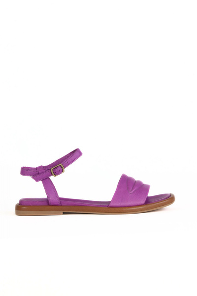 Bueno Shoes Sandale plate de damă din piele liliac 01wu4110